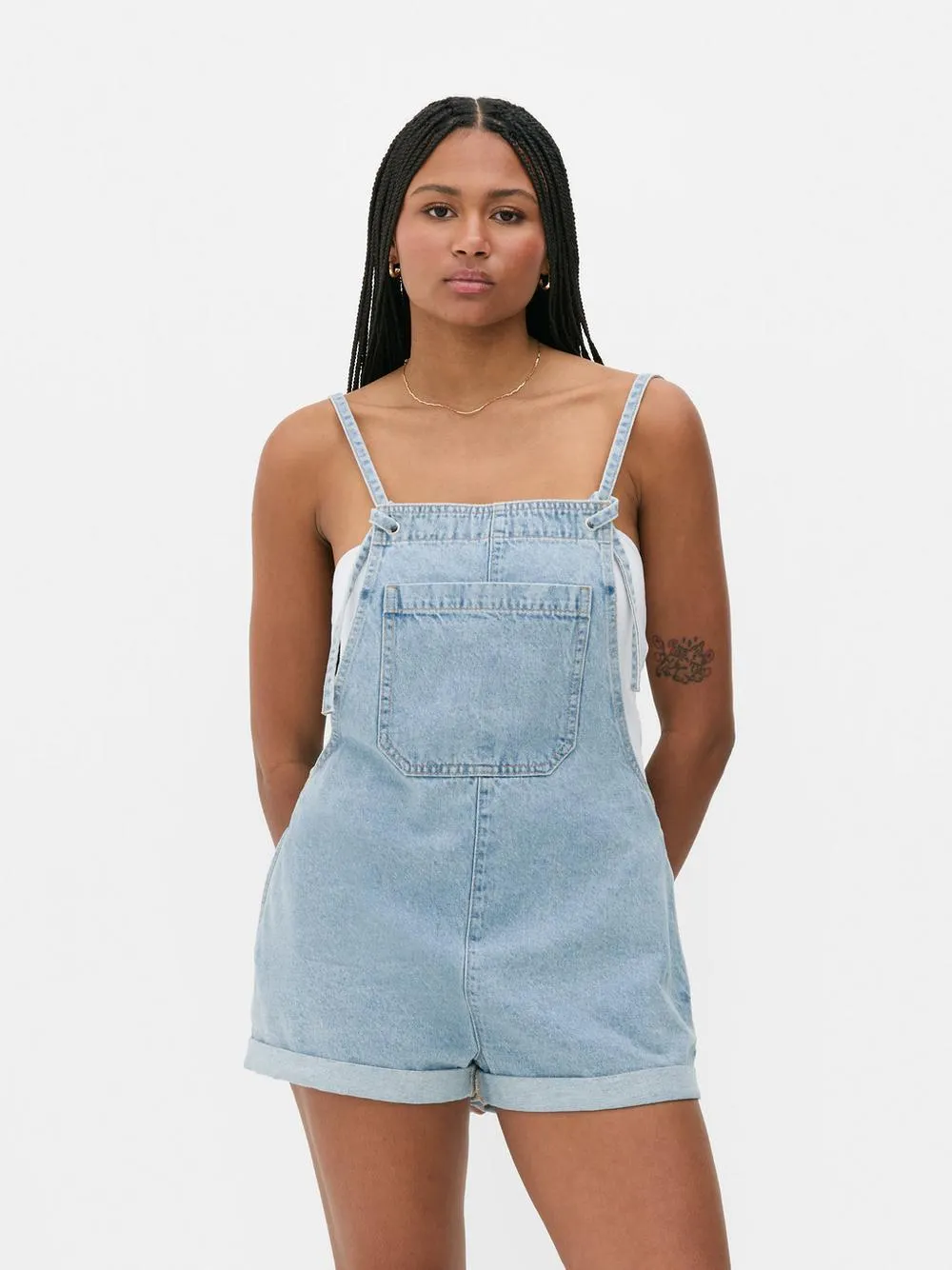 Front Pocket Denim Playsuit