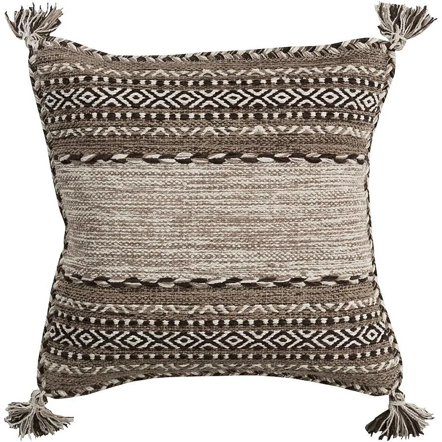 Livabliss Trenza 20-in x 20-in Dark Brown Square Indoor Decorative Pillow