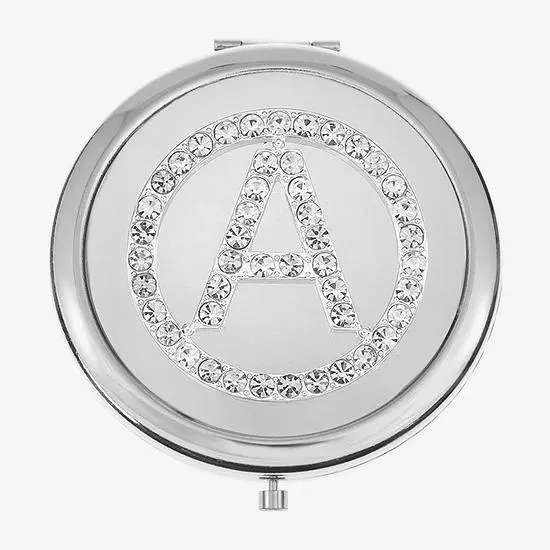 Mixit Silver Tone Pave Initial Compact Mirror