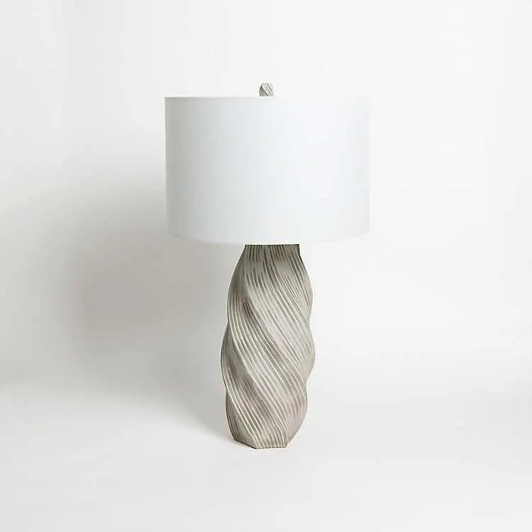 Light Gray Twist Table Lamp