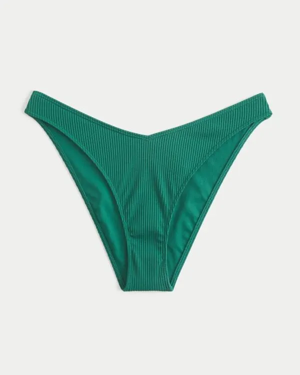 Ribbed High-Leg Cheeky Bikini Bottom