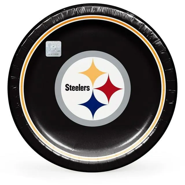 Pittsburgh Steelers NFL Round Paper Plates, 10", 85 ct.