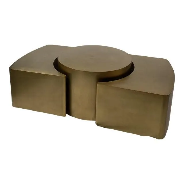 South and English 3-Piece Galvarino Coffee Table in Brass