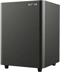 BESTISAN Powered Subwoofer, Deep Bass Sub, Down Firing Subs, Easy Setup with Home Theater System, Receiver, Speakers, Coaxial Cable Included, RCA, LFE, AUX Input, High-Level Speaker Input & Output