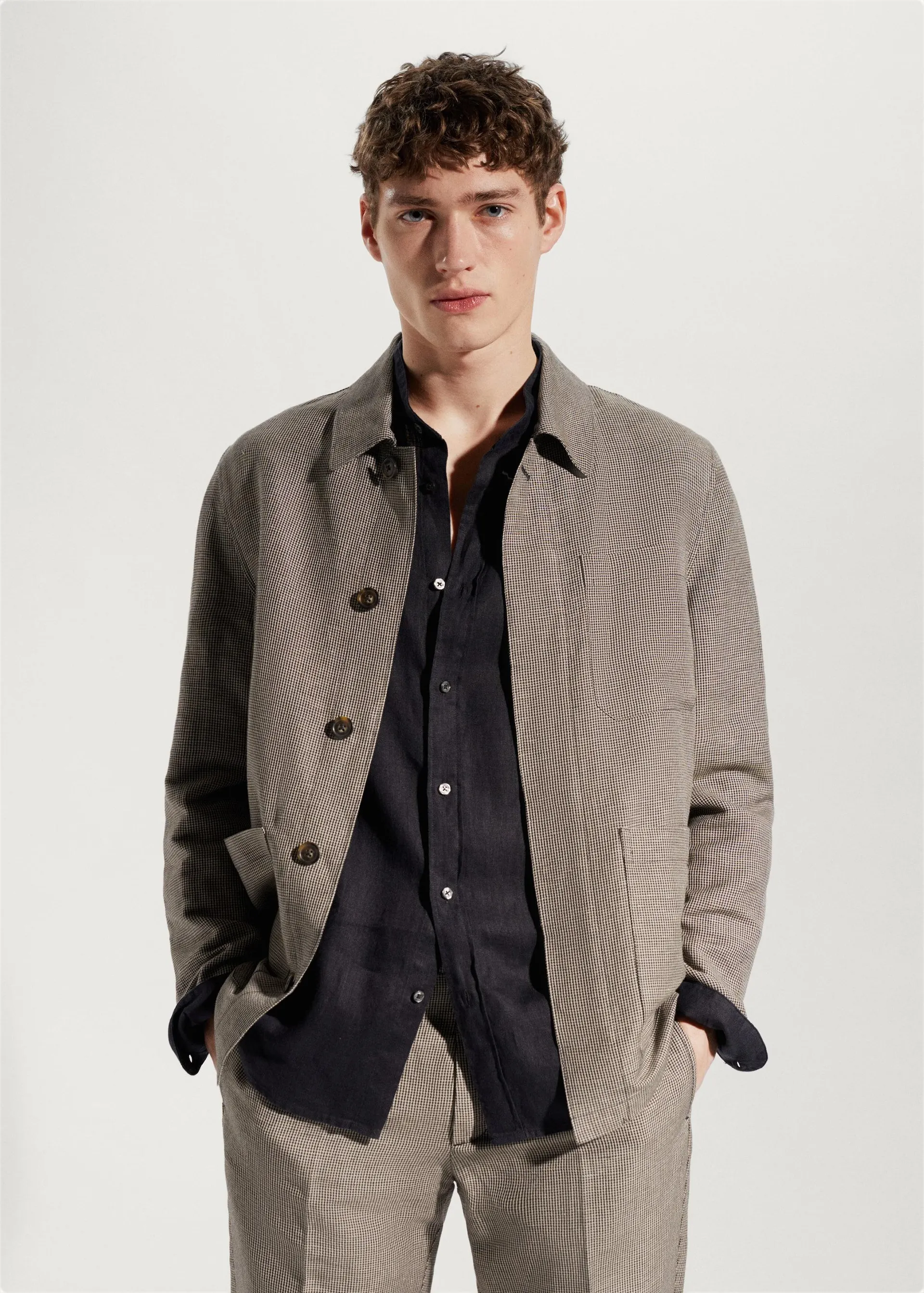 Sobrecamisa lino pata de gallo