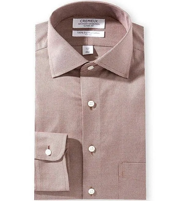Classic Fit Spread Collar Houndstooth Dress Shirt