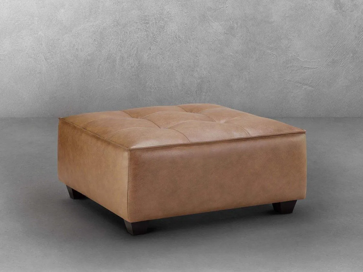 Wallingford Top Grain Leather Ottoman, Camel