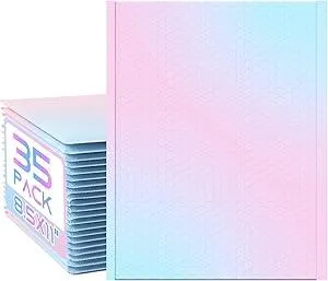 Bubble Mailers 8.5x12", 35 Pack Padded Envelopes Usable Size 8.5x11", Thick Mailing Envelopes Bubble Opaque Padded Mailers Shipping Bags for Mailing Jewelry Makeup Small Business #2 Pink Blue