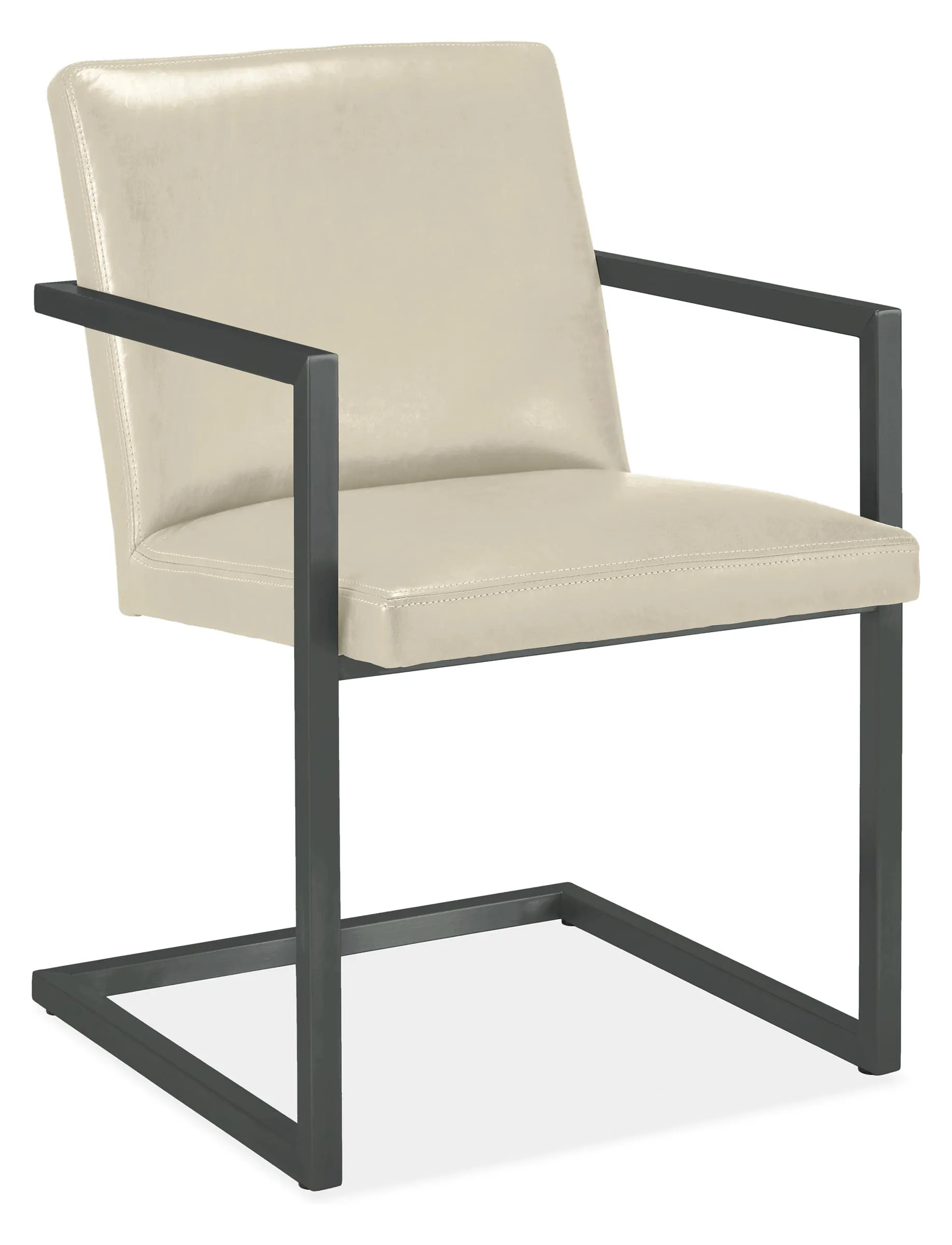 Lira Arm Chair in Urbino Ivory Leather with Graphite Frame