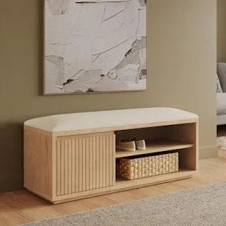 Kouva 47" Bench - Natural Oak and Santolina Gray