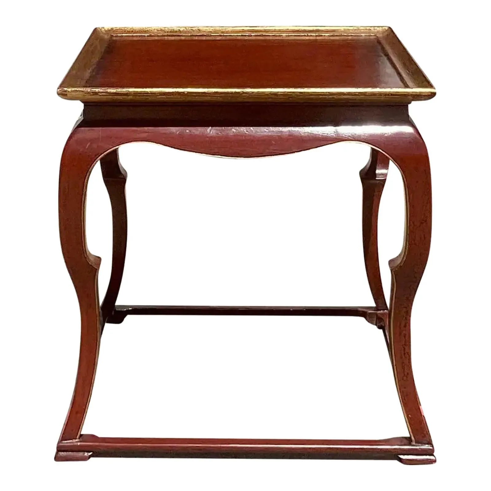 18th C Style Burton-Ching Red Ming Chinoiserie Side Table