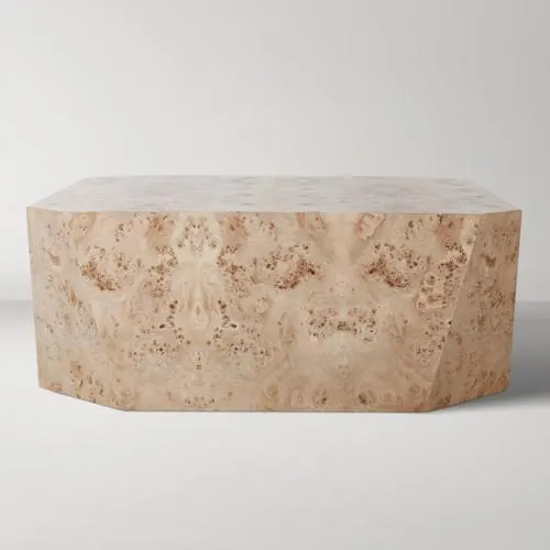 Avena Burl Wood 42" Square Coffee Table - Natural