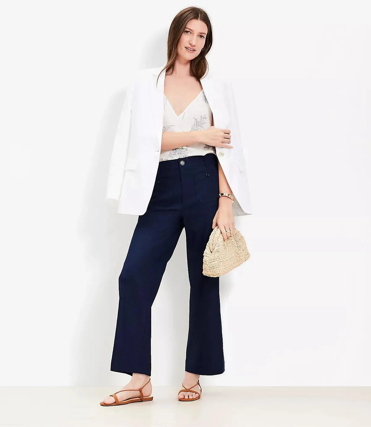Palmer Wide Leg Crop Pants in Linen Blend
