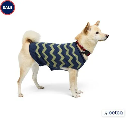 YOULY Chevron Sweater for Dogs and Cats, XX-Small, Blue Chevron