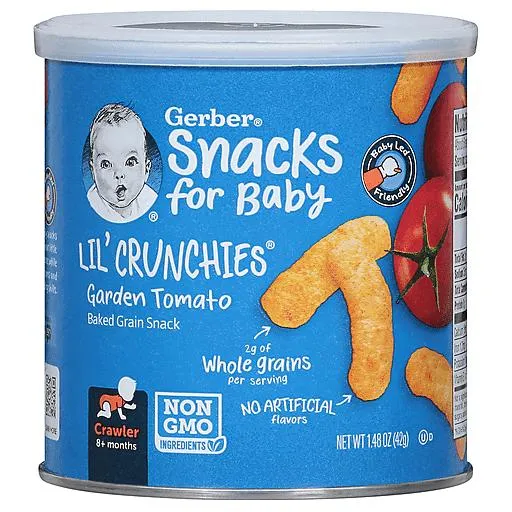 Gerber Garden Tomato Lil' Crunchies Baby Food 1.48 oz package