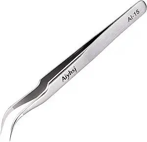 Precision Tweezer, Upgraded Professional Fine Tip curved, High-end Stainless Steel Tweezers for Craft, Electronics, Soldering, Eyelash Extensions, Laboratory Work, Jewelry-Making