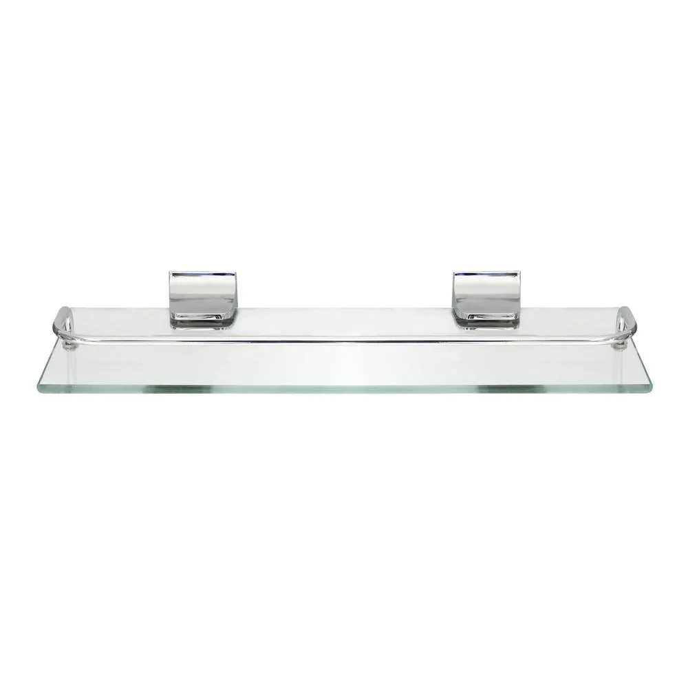 Modona 13-3/4"W x 5"D Wall-Mount Polished Chrome Glass Wall Shelf