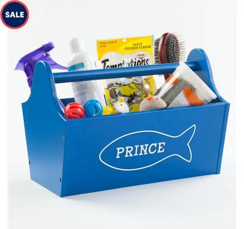 Custom Personalization Solutions Personalized Sweet Cat Storage Caddy Blue