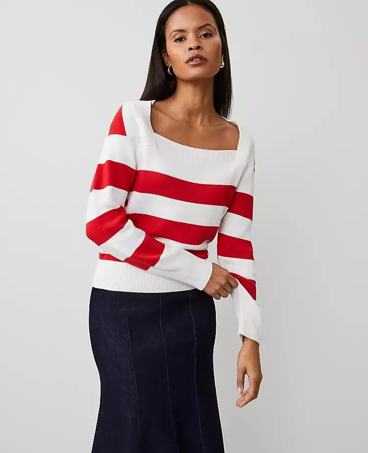 Striped Envelope Neck Sweater