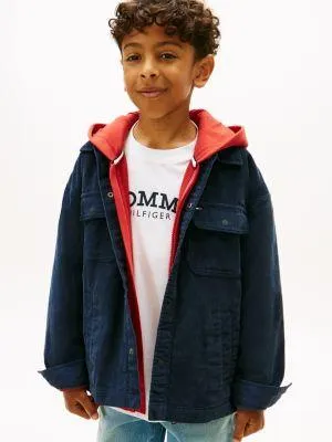 Kids' Tonal Logo Corduroy Overshirt