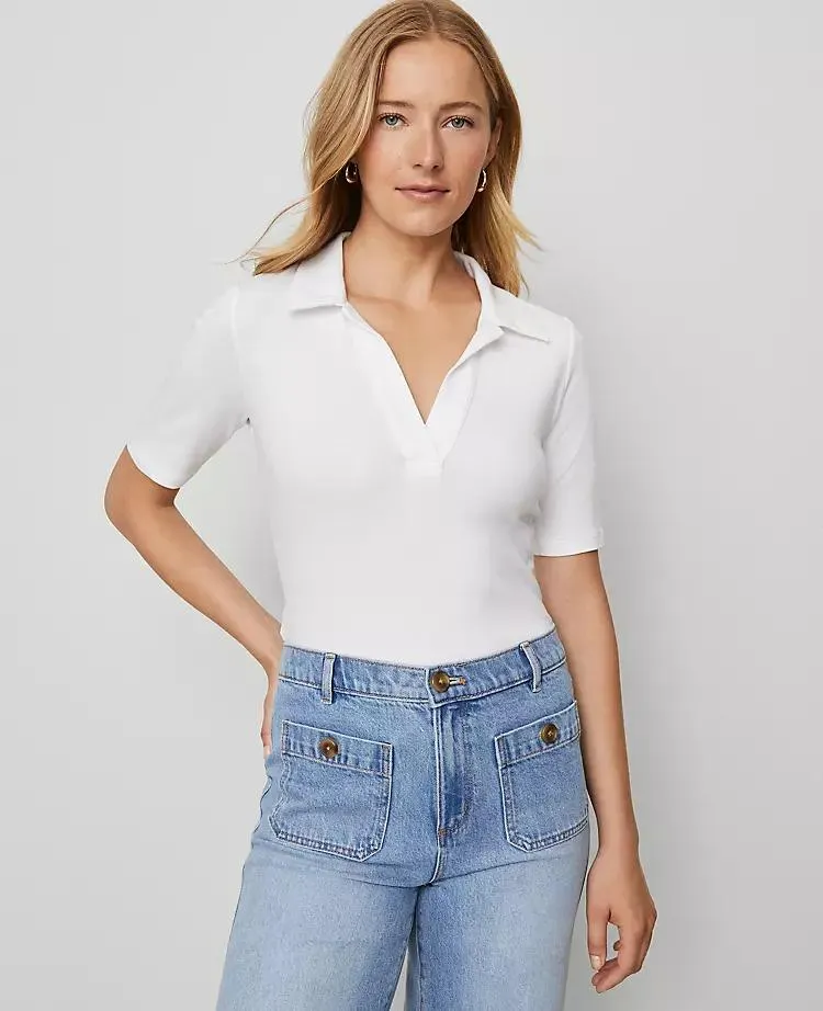 Weekend Collection Split Neck Polo Top