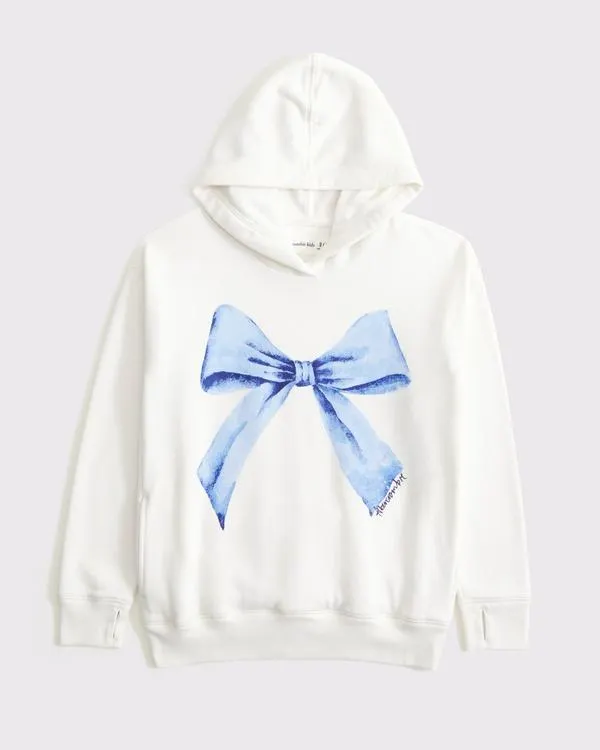legging-friendly bow graphic popover hoodie