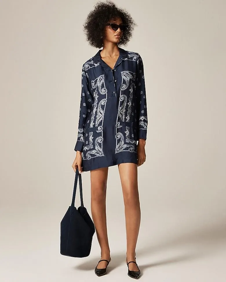 Relaxed-fit shirt-dress in bandana print