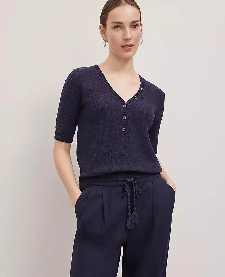 Weekend Collection Bouclé Henley Sweater