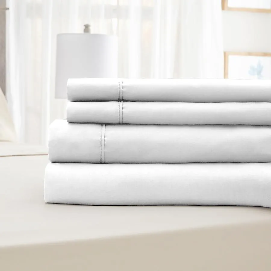 Serta Queen 85 -Thread Count Microfiber White Bed Sheet Set