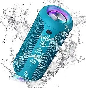 Ortizan Portable Bluetooth Speakers, IPX7 Waterproof Wireless Outdoor Speaker with 24W Loud Stereo Sound And Bluetooth 5.3, Deep Bass, RGB Lights, Dual Pairing, 30H Playtime for Home, Party