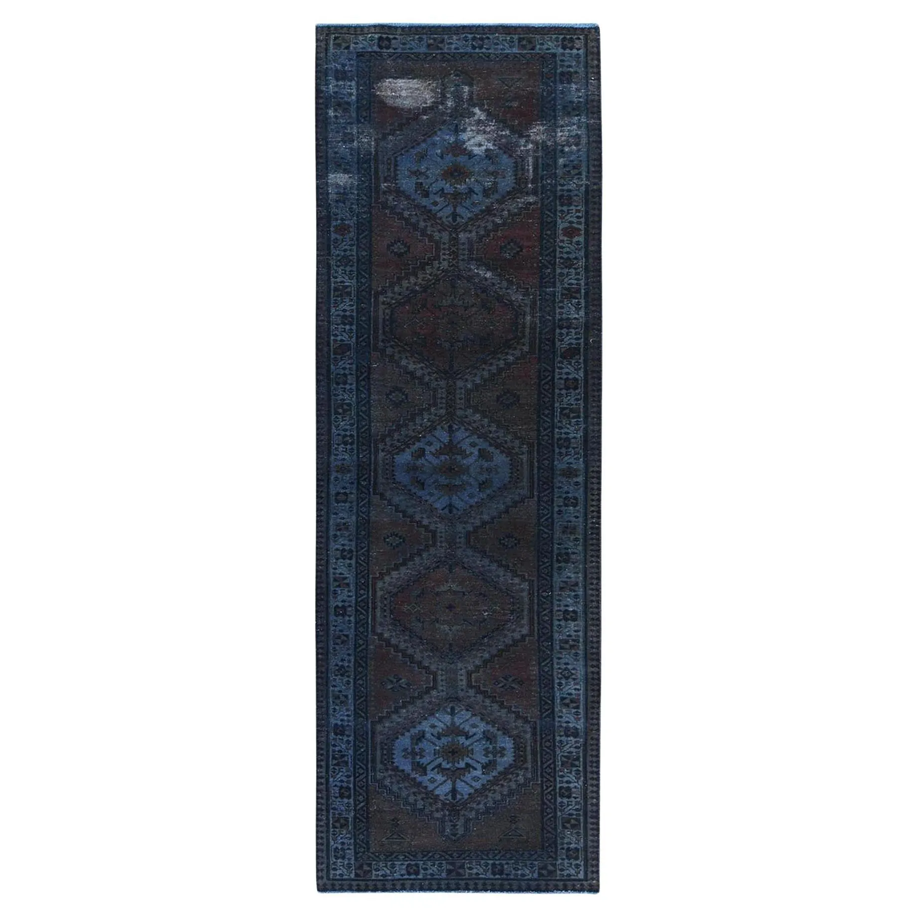 Purple Overdyed Bohemian Old Persian Hamadan Hand Knotted Clean Pure Wool Rug