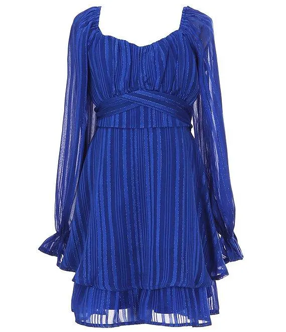 Big Girls Lurex Shadow Stripe Dress