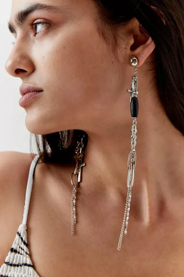 Cross Fringe Drop Earring