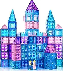 102PCS Ice Castle Magnetic Tiles, 3D Building Blocks STEM Educational Kids Toys for Pretend Play, 3 4 5 6 7 8 Year Old Birthday Gifts for Boys and Girls, Preschool Learning Toys for Birthday
