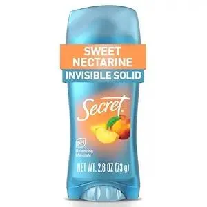 Secret Fresh Antiperspirant Deodorant for Women, 72hr Breathable Sweat & Odor Protection, Instant Freshness & Gentle, PH Balancing Minerals, Invisible Solid, Sweet Nectarine Scent, 2.6 oz