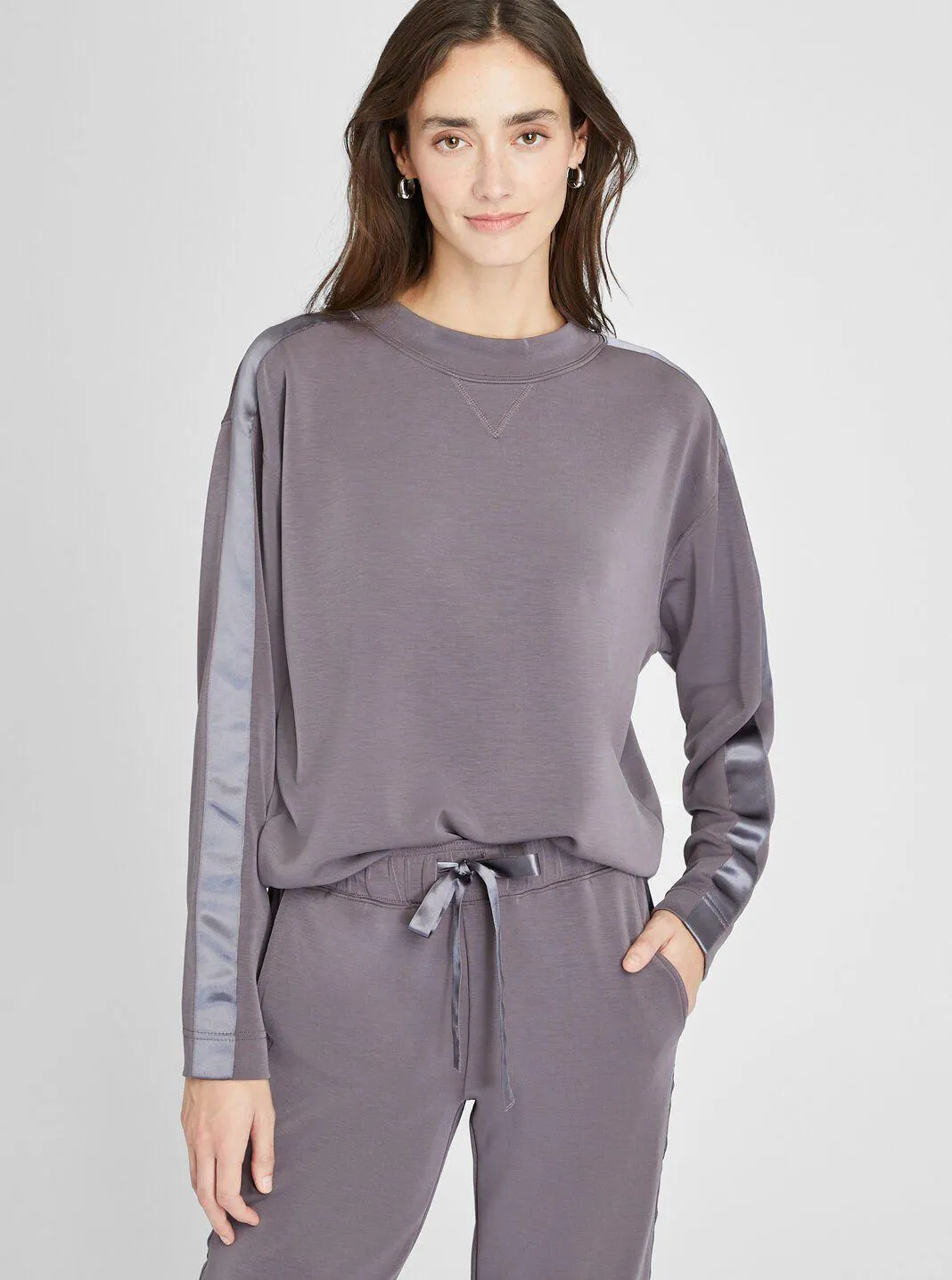 Satin Stripe Sweatshirt