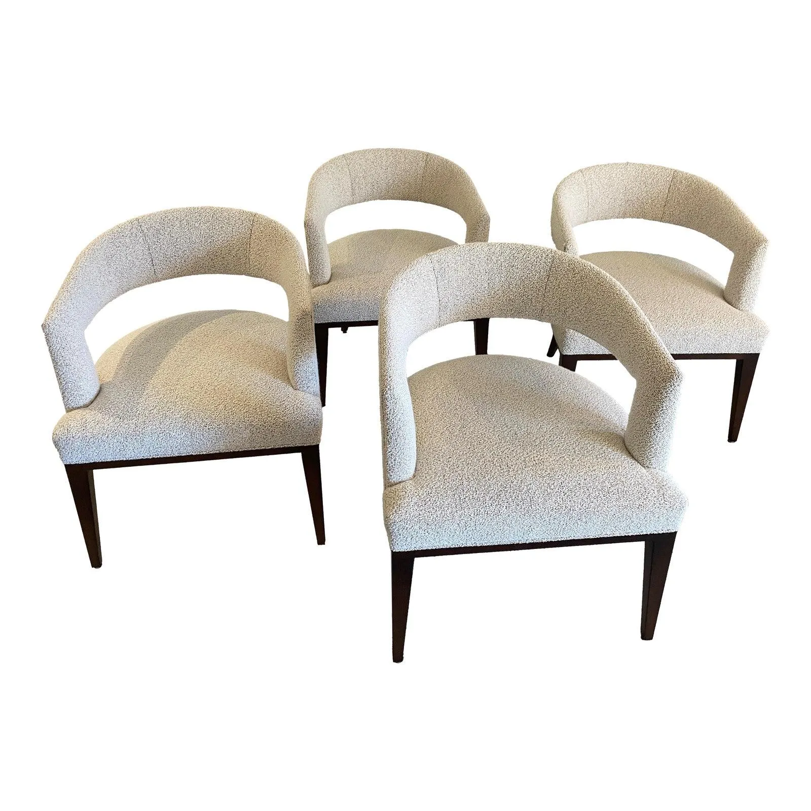 Mid-Century Modern Upholstered Curved Back Dining Chairs - Set of 4