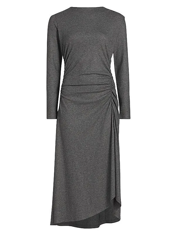 Theodora Ruched Heathered Midi-Dress