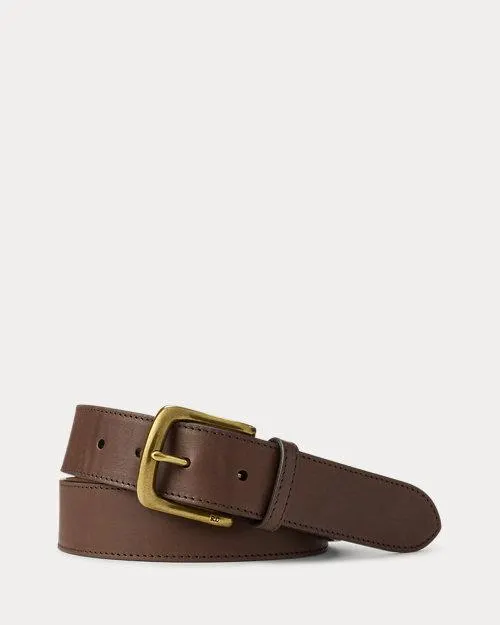 Brass-Buckle Calfskin Belt