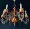 Antique Italian Chandelier in Wood and Brass, 1950s