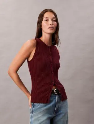Smooth Cotton Rib Sweater Tank