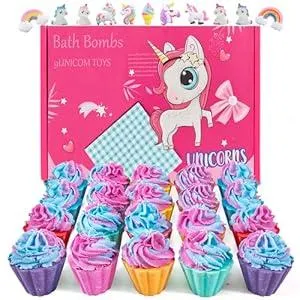 Bath Bombs for Kids with Surprise Unicorn Inside, 20 Kids Bath Bombs Gift Set, Handmade Bubble Bath Fizzes Bomb for Chrildren Birthday Christmas and Party Favor Christmas Gifts Set for Girls