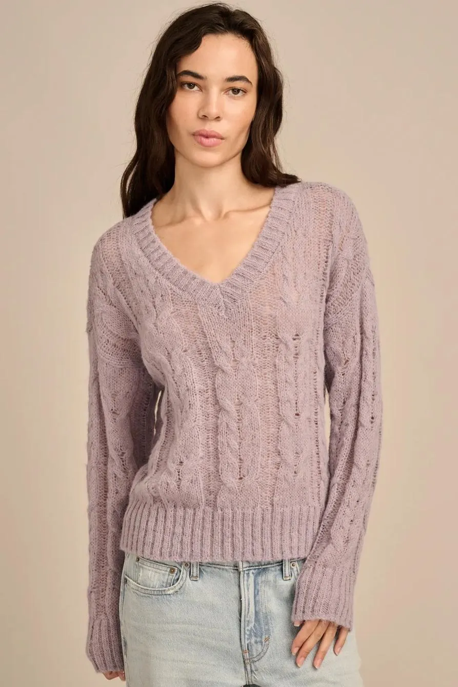 fuzzy cable pullover sweater