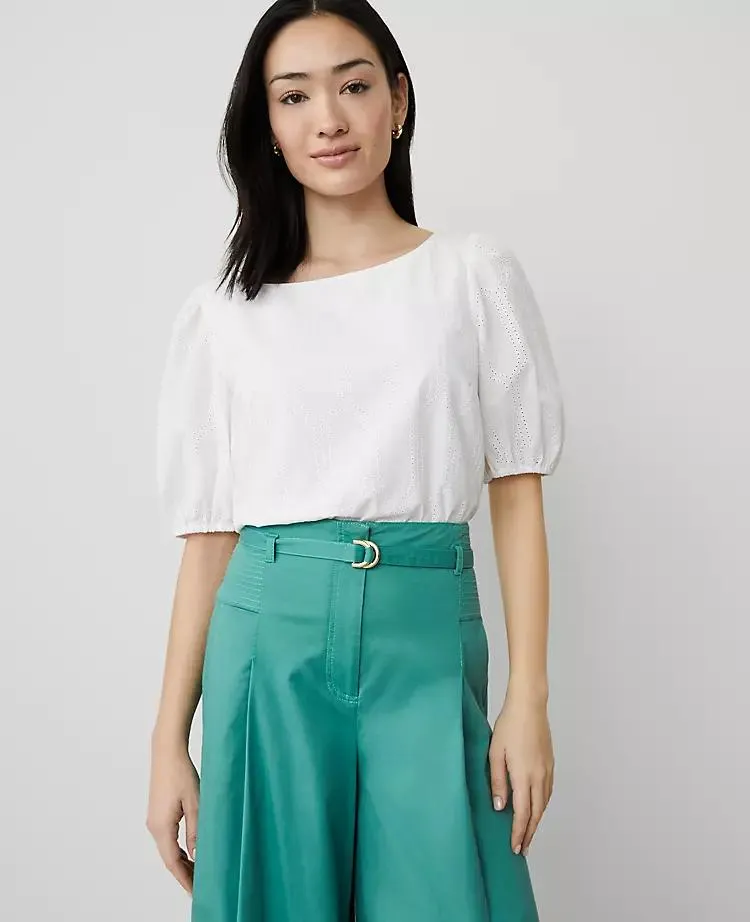 Eyelet Boatneck Popover