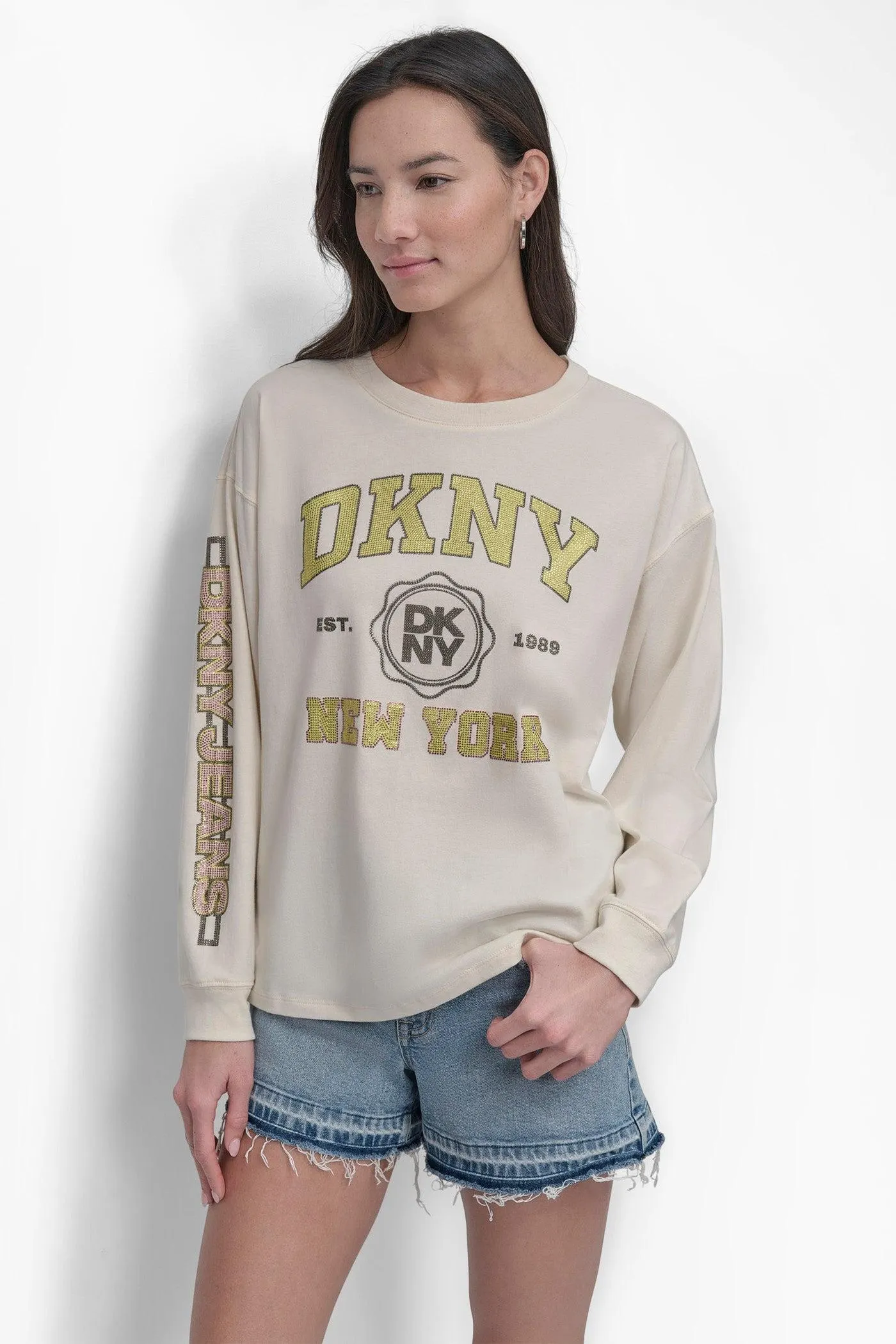 DKNY NEW YORK MULTI COLOR RHINESTONE LOGO