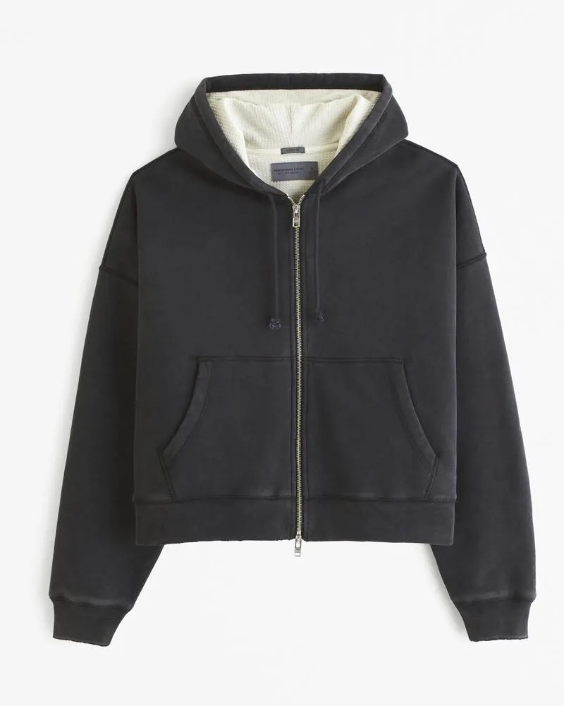 Essential Cropped Full-Zip Hoodie