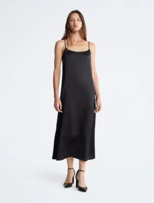 Satin Midi Slip Dress
