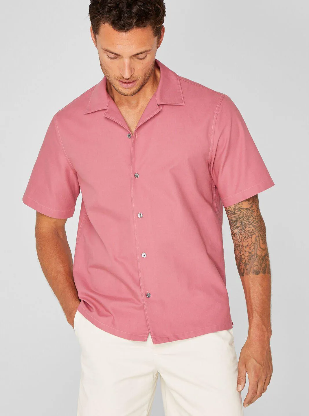 Short Sleeve Camp Collar Oxford Shirt