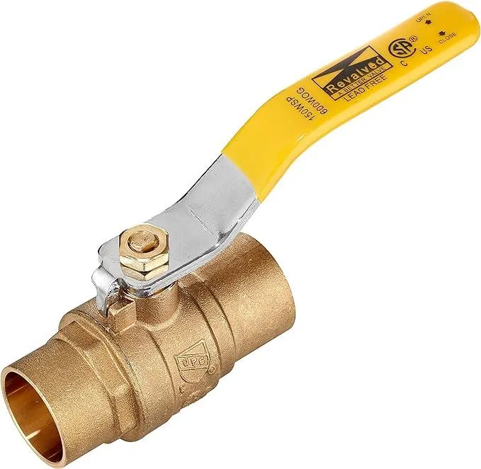 Full Port 1" Brass Ball Valve – Lead-Free Brass Valve, Female Sweat Solder Connector SWTxSWT, CxC – Max Pressure, 150 PSI WSP / 600 PSI WOG - 1 in, 1 Pack