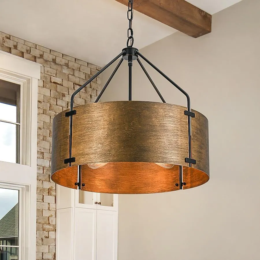 EDISLIVE 4 -Light Bronze Industrial Dome Large Hanging Kitchen island light